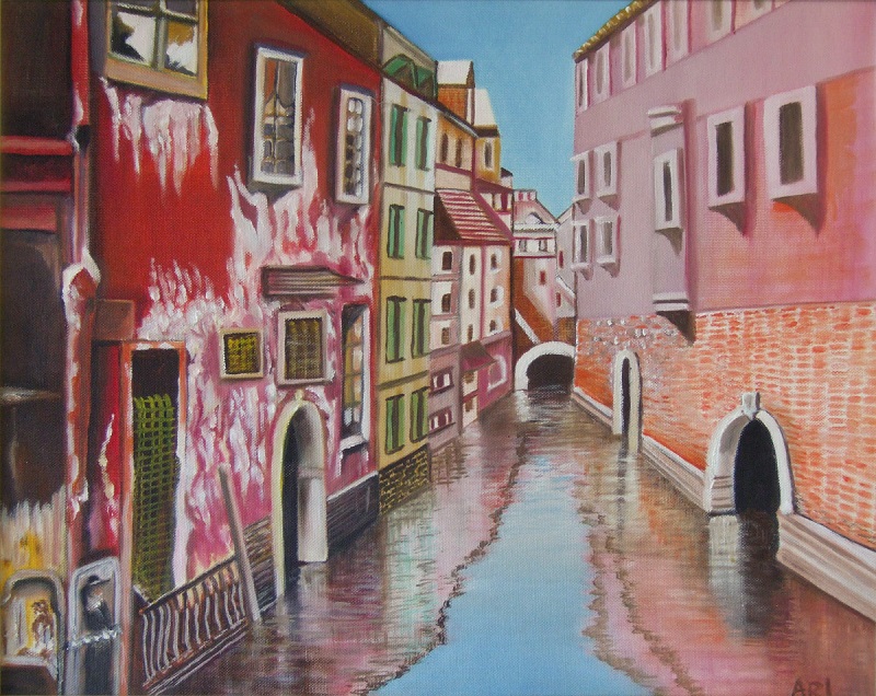 Cityscape  painting of Venice canal