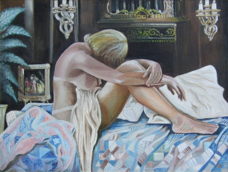 Painting entitled Weary Nude