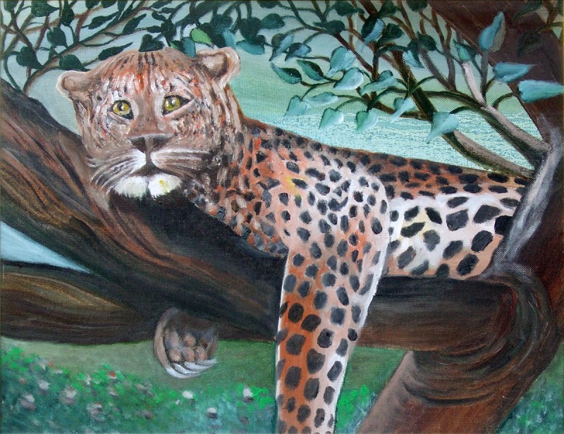 Painting entitled Tiger Surveying