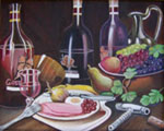 Painting entitled Wines and Fruit
