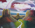 Painting entitled Monument Valley Rainbow