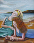 Painting entitled Friends at the Beach