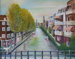 Painting entitled Amsterdam Canal