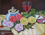 Painting entitled Wine and Roses