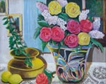 Painting entitled Mums and Sunflowers
