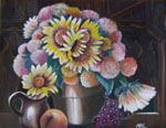 Painting entitled Mums and Sunflowers